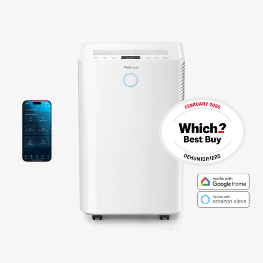 20L Dehumidifier with WiFi, Smart App Control, Auto Humidity Sensor, 24-Hour Timer, Laundry Drying Function White