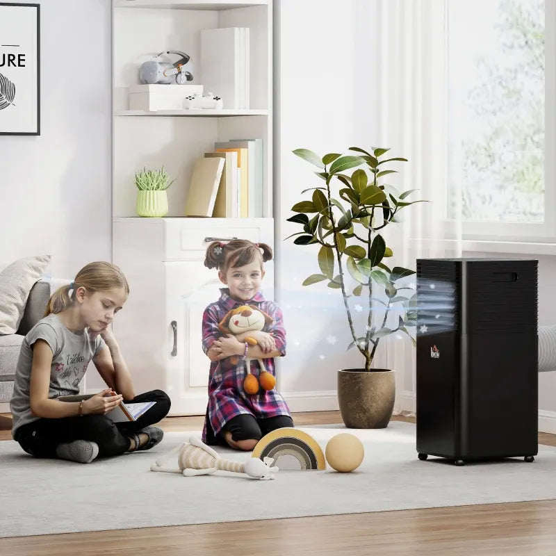 HOMCOM Climatiseur mobile 7000 BTU avec télécommande, minuterie 24H, jusqu'à 26 m², classe énergétique A, noir